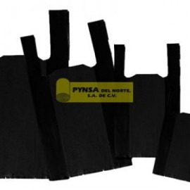 Bolsa camiseta negra baja densidad mediana 25+16x50cm. PKG  con 25KG