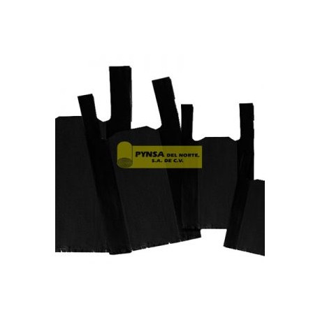 Bolsa camiseta negra baja densidad jumbo 40+20x68cm PKG con 25KG.
