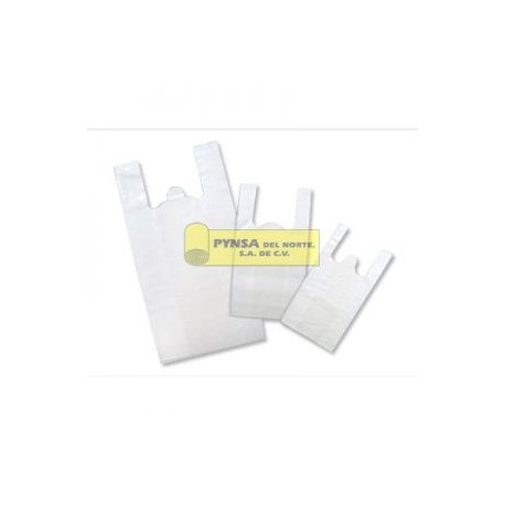 Bolsa camiseta blanca baja densidad chica 25+15x40cm. PKG con 25KG